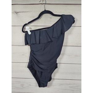 Hilor Women's‎ Black One Shoulder Asymmetric Ruffle One Piece Swimsuit Size 6